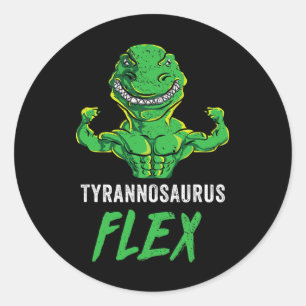 T Rex Workout Grappige Dinosaur Gym Halterofilie K Ronde Sticker