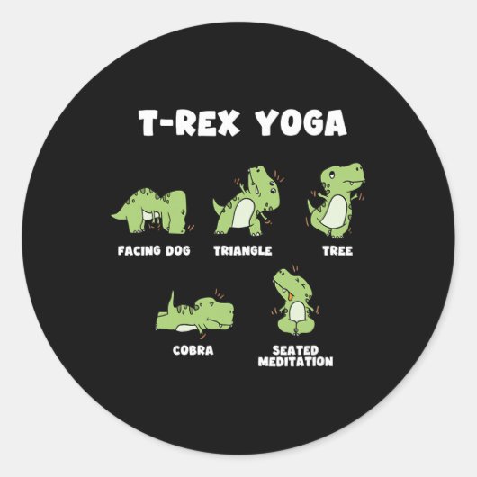 T-rex Yoga  Ronde Sticker (Voorkant)
