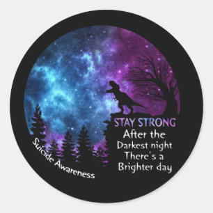 T-Rex zelfmoordbewustwording Verblijf sterk T rex Ronde Sticker