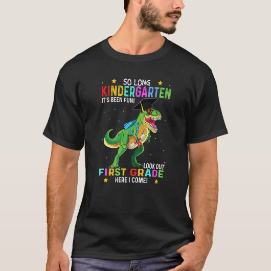 T Rex zo lange Kindergarten hier kom ik Afstuderen T-shirt (Voorkant)