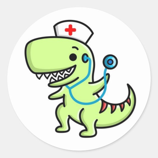 T-rex Zurse Sticker Round (Voorkant)