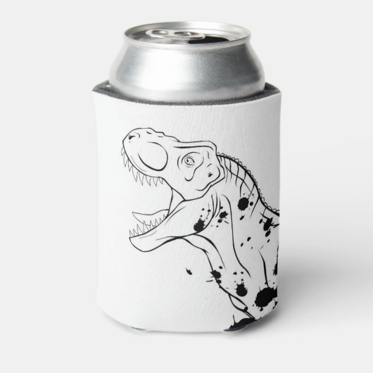 T-Rex (zwart en wit) Blikjeskoeler (Blikje Achterkant)