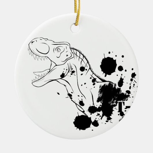 T-Rex (zwart en wit) Keramisch Ornament (Voorkant)