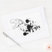 T-Rex (zwart en wit) Rechthoekige Sticker (Envelop)
