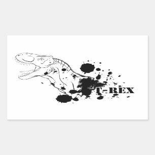 T-Rex (zwart en wit) Rechthoekige Sticker