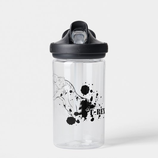 T-Rex (zwart en wit) Waterfles (Voorkant)