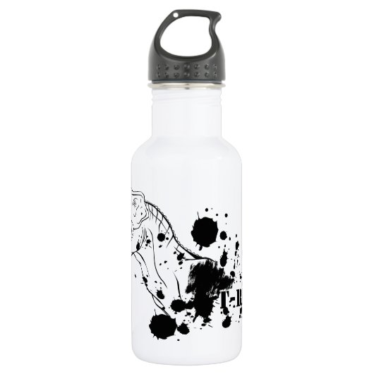 T-Rex (zwart en wit) Waterfles (Voorkant)