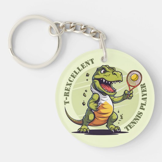 🎾🦕T-Rexcellent tennisspeler Sleutelhanger (Voorkant)