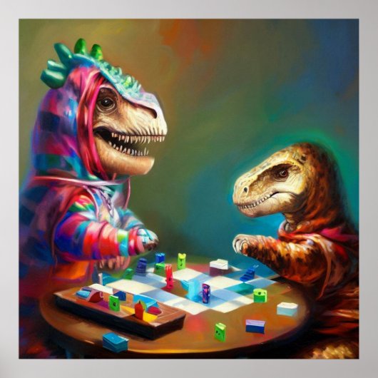 T Rexs bordspellen Poster (Voorkant)