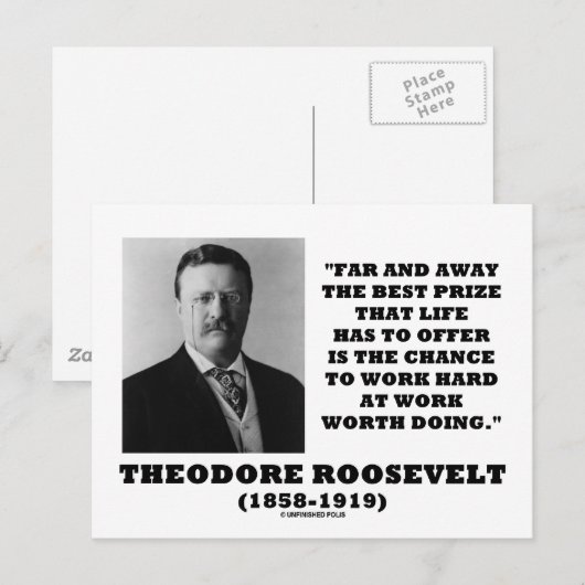 T. Roosevelt Prijs Kans hard werken doen Briefkaart (Voorkant / Achterkant)