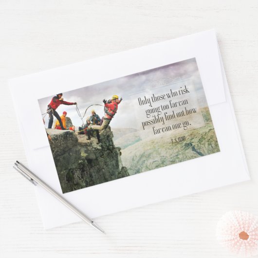 T.S. Eliot Inspirerend quote "Hoe ver" Rechthoekige Sticker (Envelop)