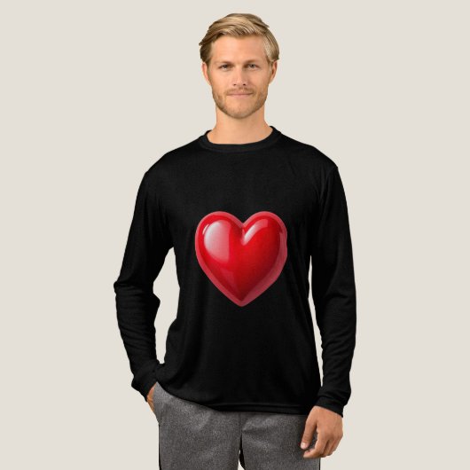 T-Shir،،،،Levendig Rood Hart Illustratie Tri-Blend Shirt (Voorkant)