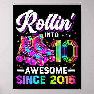 T-shirt 10e verjaardag meisje 10 jaar oud roller s poster
