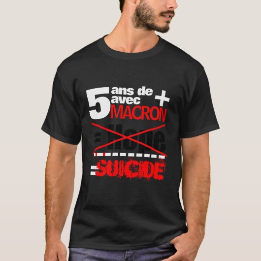 T-shirt 5 jaar + Macron = SUICIDE - zwart T-shirt (Voorkant)