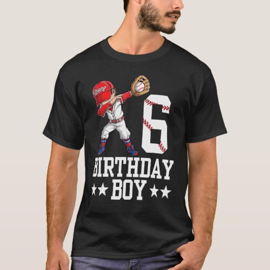 T-shirt 6e verjaardag Baseball Afd. 6 jaar oud Bas (Voorkant)