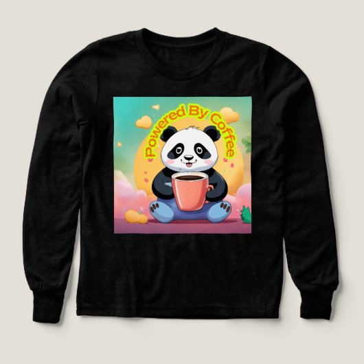 T-shirt 'Aangedreven door koffie Panda' – Grappige (Voorkant)