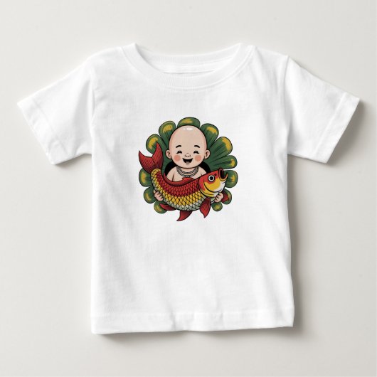 T-shirt | Aardige jongen met geluks-Koi (Voorkant)