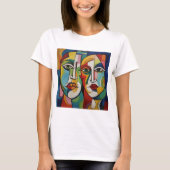 T-shirt abstract ontwerp, cubisme, kleurrijke gezi (Voorkant)