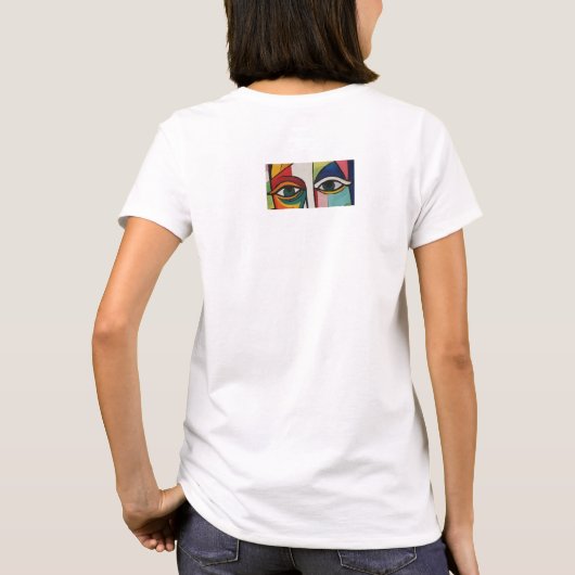 T-shirt abstract ontwerp, cubisme, kleurrijke gezi (Achterkant)