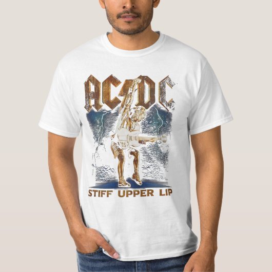 T-shirt | acdc stijf bovenlip met blikseminslag (Voorkant)
