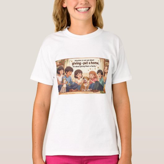 T-Shirt-Adoptie T-Shirt - "Een huisdier een gezin (Voorkant)