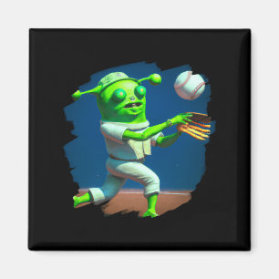T-shirt Alien Speelt Honkbal Aliens Honkbal Magneet