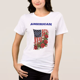 T-shirt-Amerikaanse vlag bloemendames T-shirt