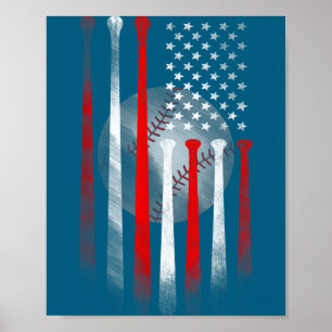 T-shirt Amerikaanse vlag vintage honkbal vlag Poster
