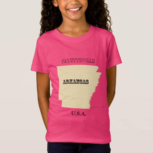 T-shirt - Arkansas Map met City (Voorkant)