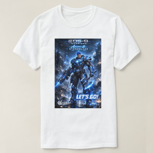 T-SHIRT - AXION-8 STORMBLADE - LAAT HET BEGINNEN! (Design voorkant)