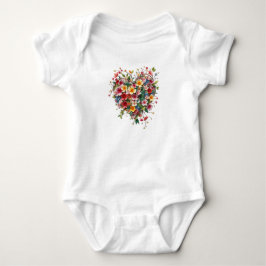 T-shirt baby Bodypak met hart en bloemen