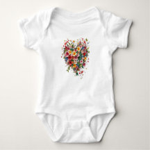 T-Shirt baby Bodysuit hart en bloemen