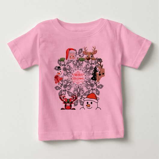 T-Shirt baby Christmas design roze (Voorkant)