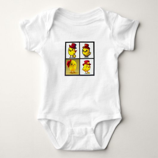 T-Shirt. Baby Cute bird yellow body suit Romper (Voorkant)