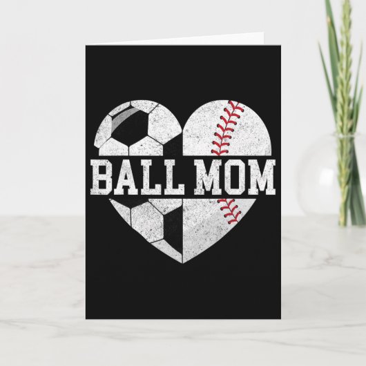 T-Shirt Bal Moeder Hart Grappig Honkbal Voetbal Mo Kaart (Voorkant)