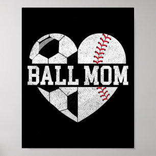 T-Shirt Bal Moeder Hart Grappig Honkbal Voetbal Mo Poster