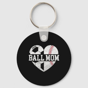 T-Shirt Bal Moeder Hart Grappig Honkbal Voetbal Mo Sleutelhanger