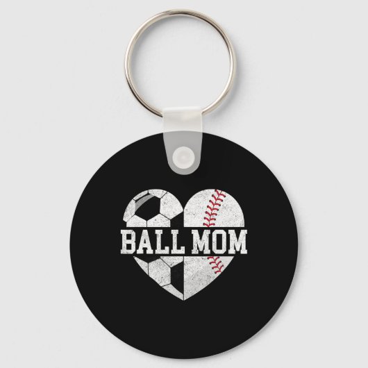 T-Shirt Bal Moeder Hart Grappig Honkbal Voetbal Mo Sleutelhanger (Voorkant)