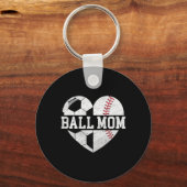 T-Shirt Bal Moeder Hart Grappig Honkbal Voetbal Mo Sleutelhanger (Voorkant)