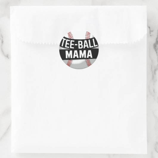 T-shirt-Ball Mama Funny Teeball Mom Ronde Sticker (Tas)
