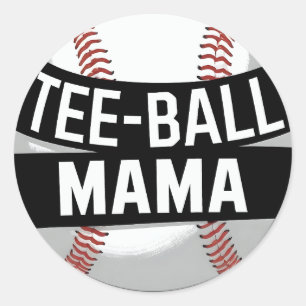 T-shirt-Ball Mama Funny Teeball Mom Ronde Sticker