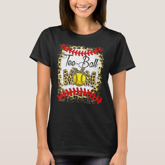 T-shirt Ball mama Softball Leopard Bleaching Moede (Voorkant)