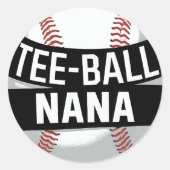 T-shirt-Ball Nana Funny Teeball Oma Ronde Sticker (Voorkant)
