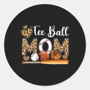 T-shirt Ball Schattige Mom Leopard Kostuum Basebal Ronde Sticker
