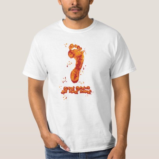 T-Shirt BareFoot Design-One step at the time-Red (Voorkant)