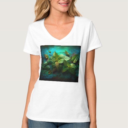 T-Shirt, basis V-Neck, voor vrouwen T-shirt (Voorkant)