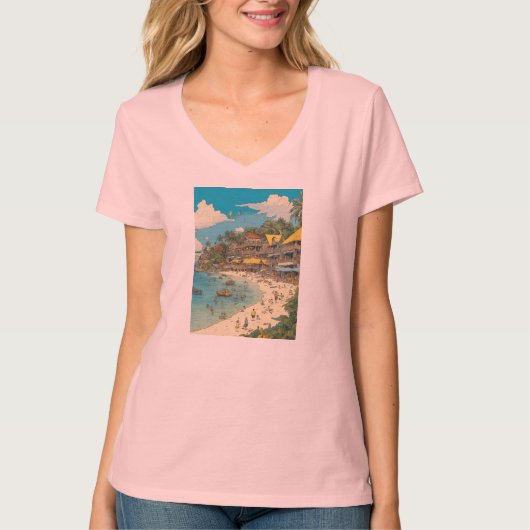 T-Shirt, basis V-Neck, voor vrouwen T-shirt (Voorkant)