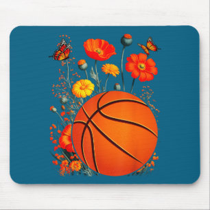 T-shirt Basketbal Silhouet Bloemen Botanisch Bloem Muismat