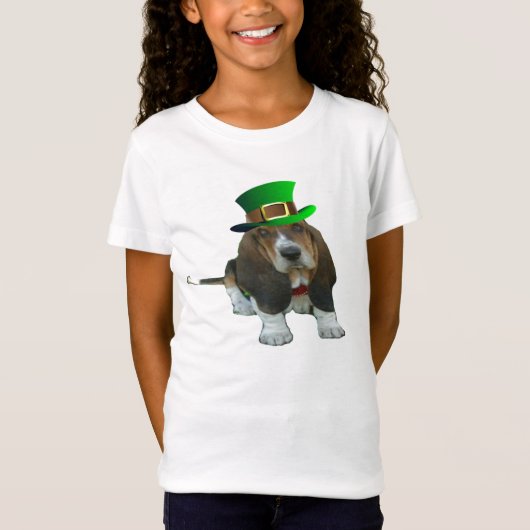 T-Shirt Basset Hound Happy St. Patrick's (Voorkant)