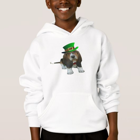 T-Shirt Basset Hound Happy St. Patrick's Clover (Voorkant)